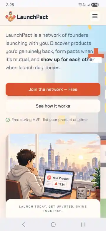 LaunchPact - get upvotes for your ProductHunt launch